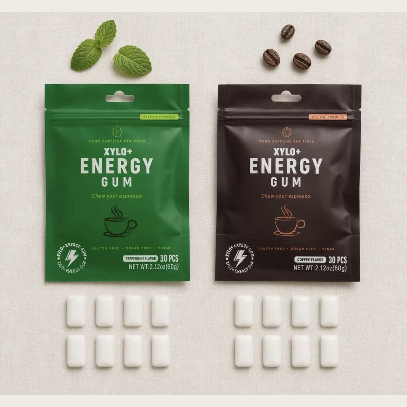 Coffee, energy drink and XYLO+ pouch